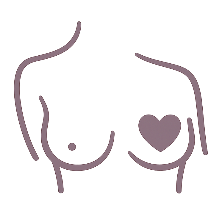 Symbol eines Oberkörpers mit einem Herz auf der rechten Brust.